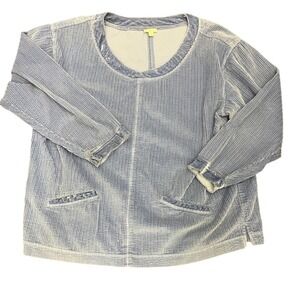 J.‎ Jill Tunic Top Blue Sz XL Ribbed Corduroy Velvet Cottage Minimalist Modest